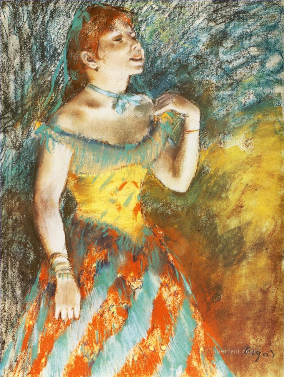 緑の服を着た歌手 1884年 エドガー・ドガ油絵